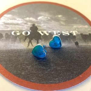 Turquoise and Sterling Silver Stud Hearts
